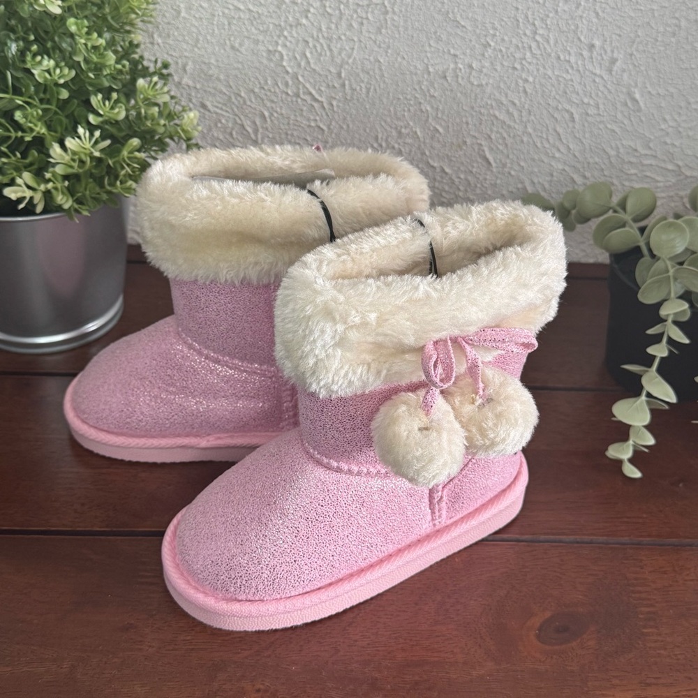 Pink Faux Fur Lined Boots Toddler Girl Size 10